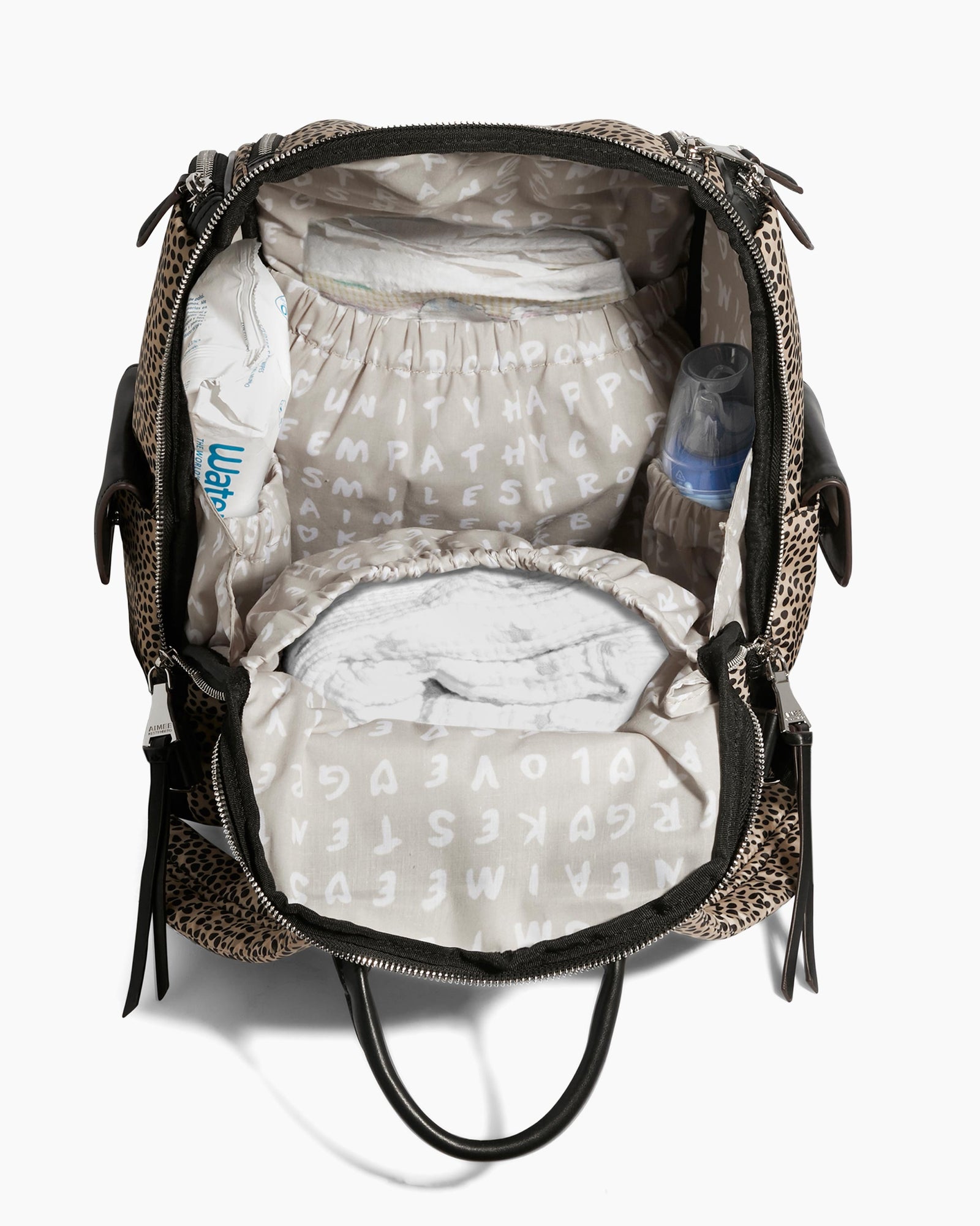 Baby Bag Natural Spotted Cheetah Nylon Print Aimee Kestenberg