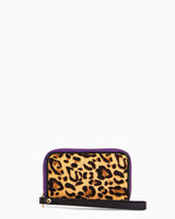 Dusk Till Dawn Zip Around Card Case - small leopard haircalf front