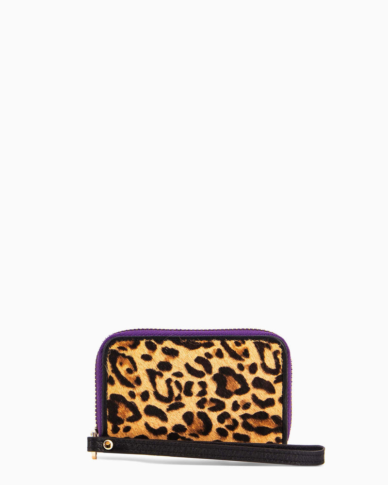 Dusk Till Dawn Zip Around Card Case - small leopard haircalf front