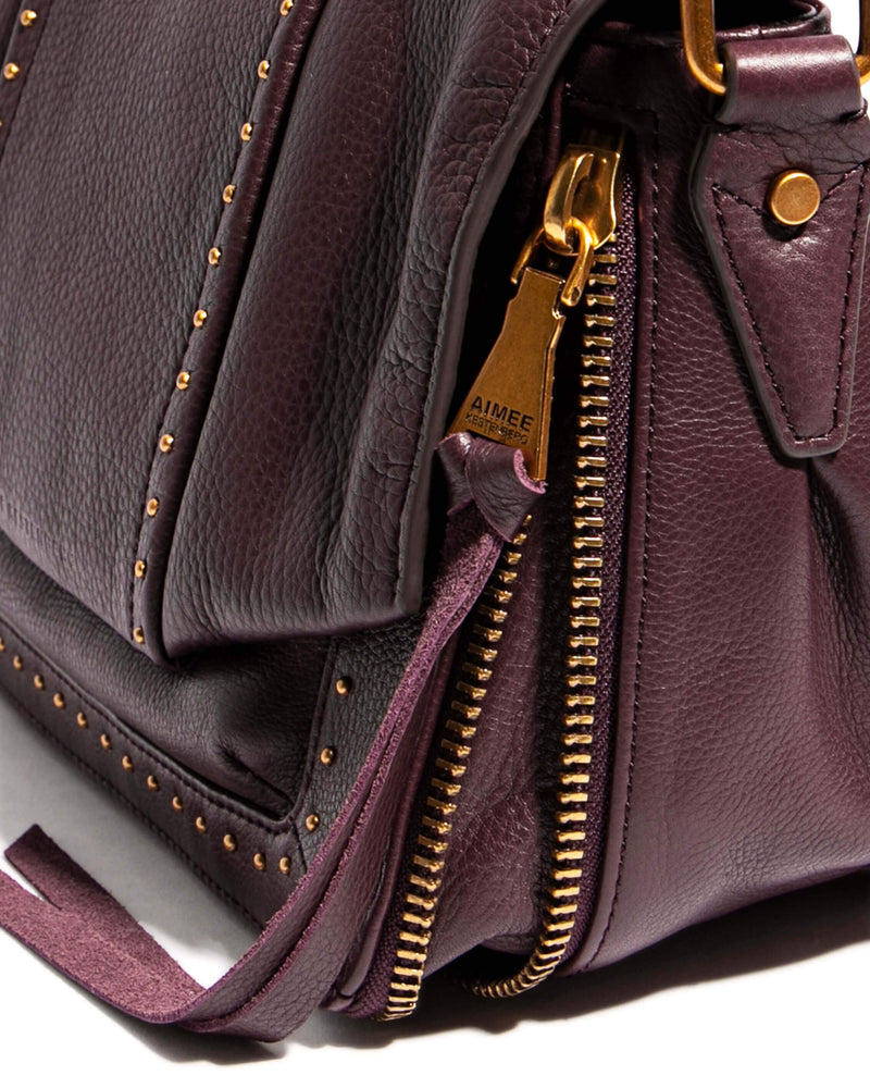 When In Milan Large Crossbody Merlot - gusset zipper detail