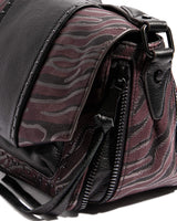 When In Milan Large Crossbody Merlot Zebra - gusset zipper detail