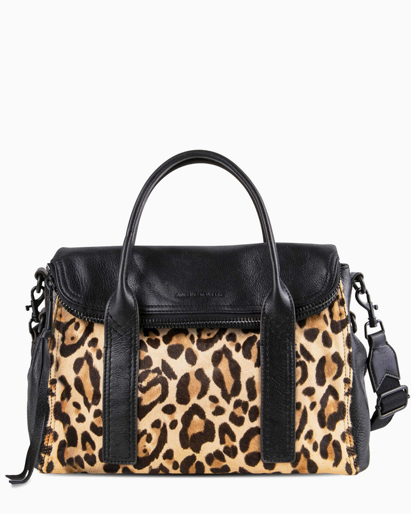 On my way satchel - Jungle Leopard Haircalf front 