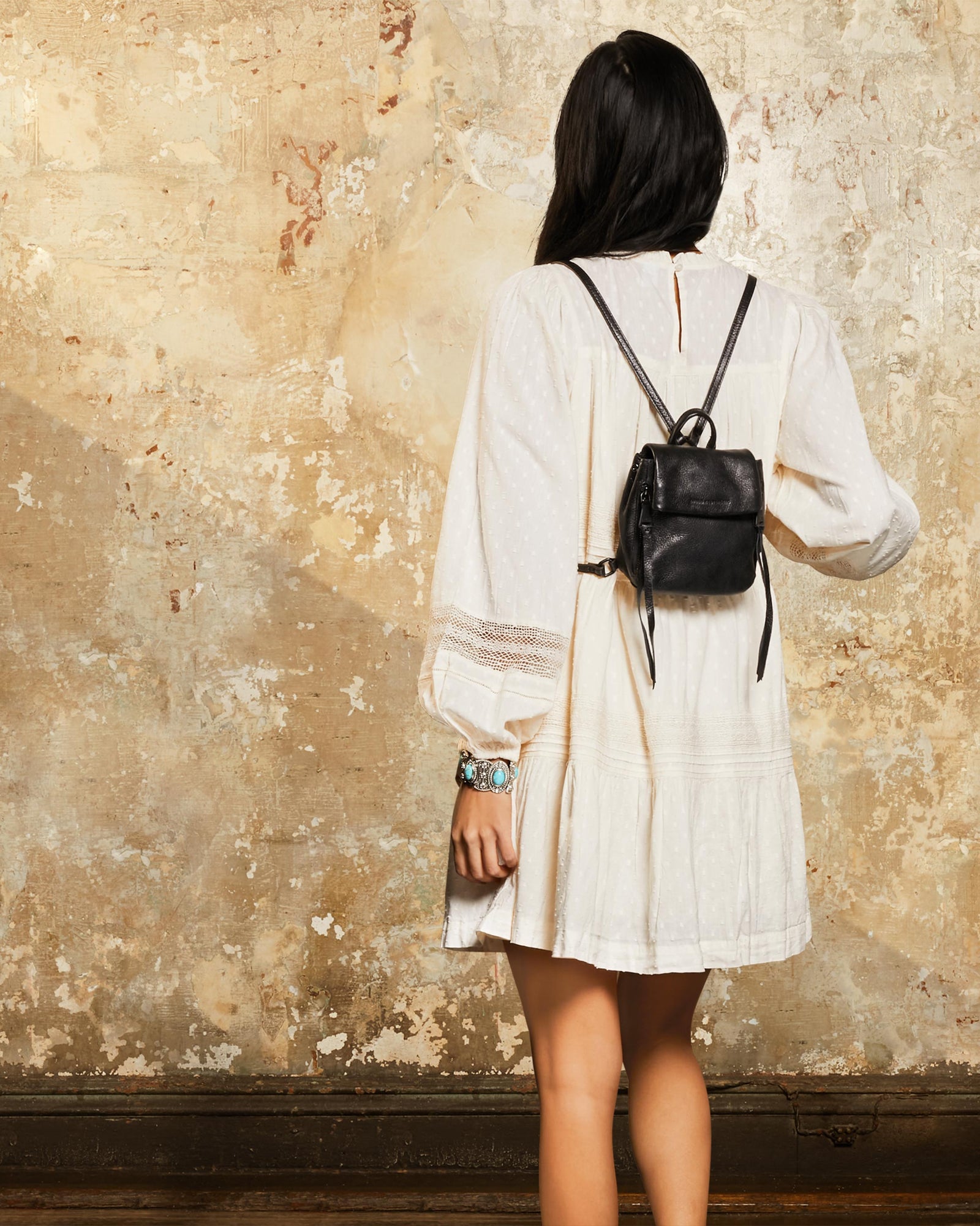 Black mini backpack leather online